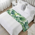 Tropical Monstera Leaves Bed Runners Country Botanical Palm Leaf Green Bed Throws for Foot of Beds, Decorative Bedrunners & Scarves Luxury Bedding End Blanket Protector Slipcover Home, 71"x20"