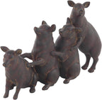 Deco 79 Polystone Pig Decorative Sculpture Home Decor Statue, Accent Figurine 13" x 4" x 7", Dark Brown