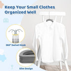 Premium 14 Inch Kids Hangers 100 Pack, Grey Baby Velvet Hanger, Non Slip, Space Saving Felt Hangers Clothes Organizers for Closet with 360° Swivel Hook for Children, Toddler & Teens