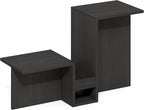 Furinno BOYATE Side Table, Valley Shaped End Table, with Tiered Levels and Magazine Rack, for Living Room, Espresso