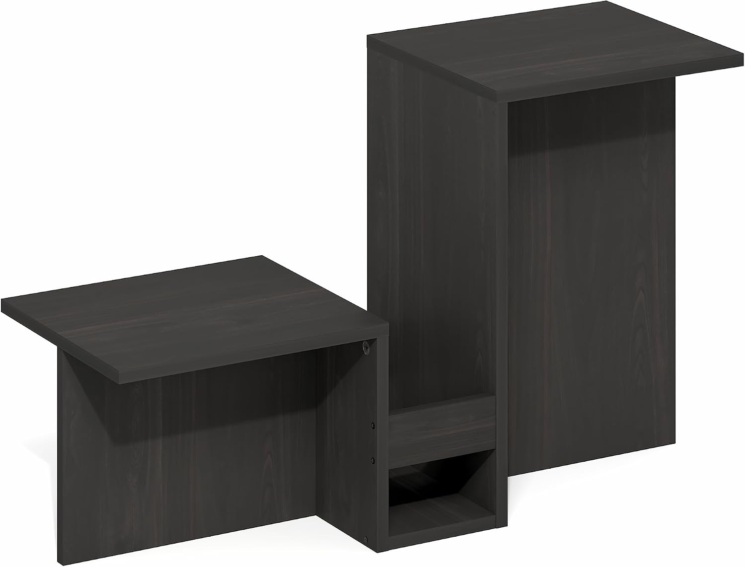 Furinno BOYATE Side Table, Valley Shaped End Table, with Tiered Levels and Magazine Rack, for Living Room, Espresso