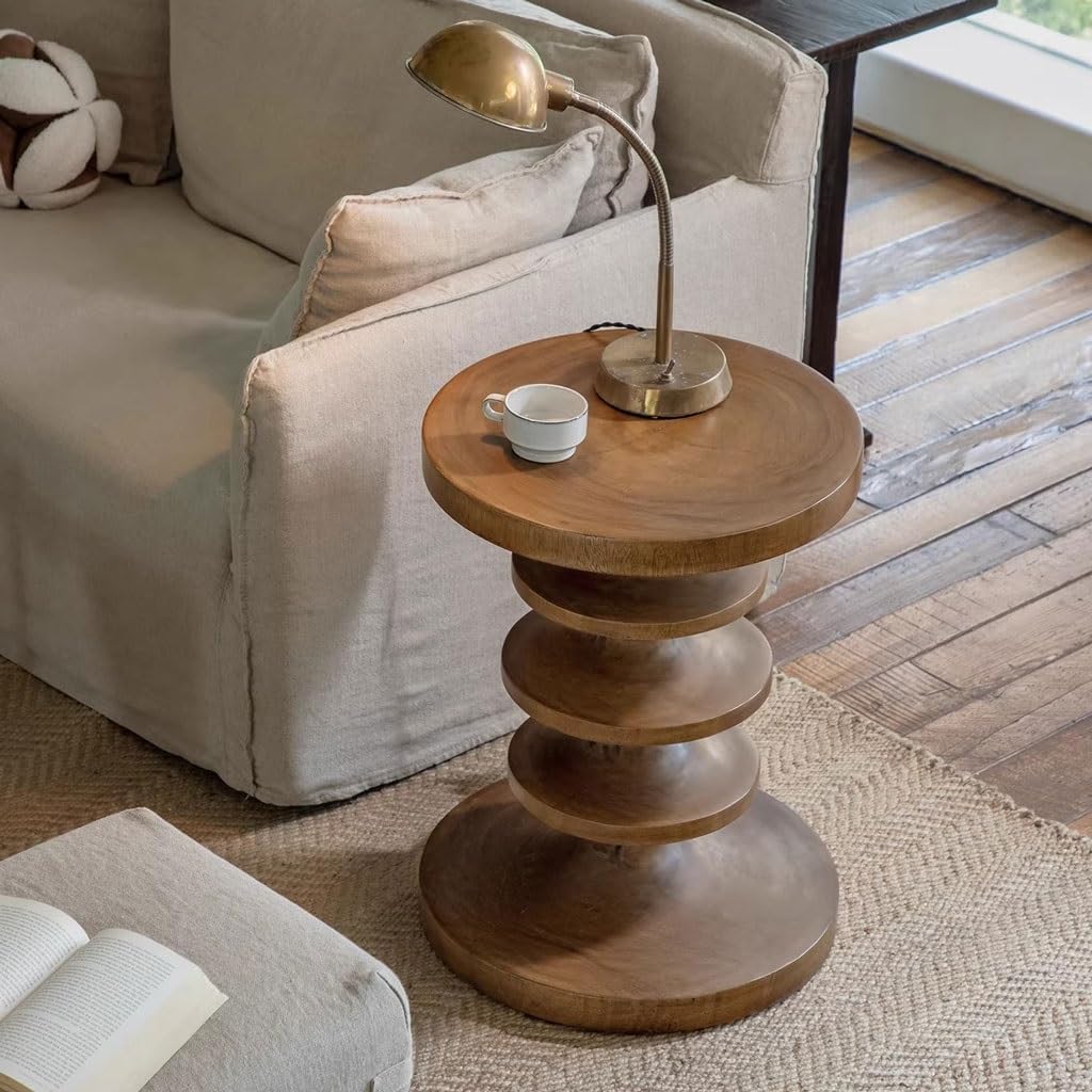 Coffee Tables for Living Room Home Creative Solid Wood B& Hotel Sofa Side Table Balcony Small Round Bedroom Furniture(A)