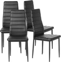 Dining Chairs PU Leather Set of 4, Armless High Back Upholstered Chairs with Metal Frame, Ergonomic Padded Seat for Kitchen, Dining Room, Space-Saving, Black