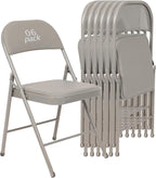 6 Pack Padded Folding Chairs, Heavy Duty Metal Frame with PU Leather Seat & Back, 350 lbs Capacity Portable Stackable Indoor Outdoor Chairs for Party Wedding Office(Gray, 6 Pack)