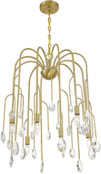 Savoy House 1-6686-6-127 Anholt Art Deco-Inspired Modern Vintage Clear Crystal Drop Chandelier, 6-Light 360 Total Watts, 28" H x 23" W, Noble Brass