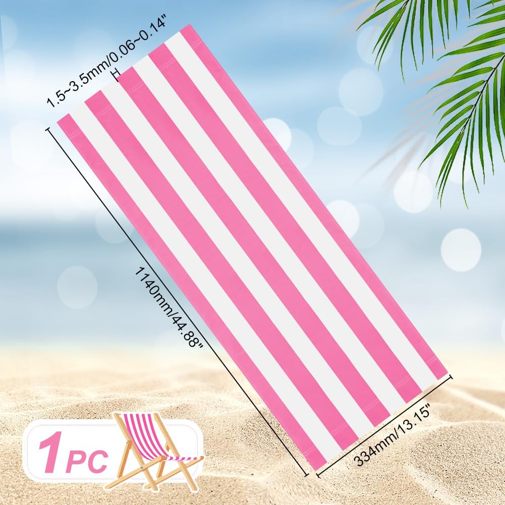 AHANDMAKER Beach Sling Chair Replacement Canvas, Pink and White Stripes Lounge Chair Replacement Canvas Casual Sling Fabric for Sunbathing Garden Beach (44.88x17.12inch) Only Replacement Fabric
