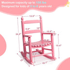 Outvita Outdoor Children's Rocking Chair, All-Weather Wooden Porch Rocker with High Backrest, Ideal for Garden, Yard, and Balcony, Patio Rocking Chair Suitable for Kids Ages 3-6(Pink)