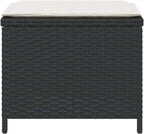 4-Piece Garden Stool Set with Cushions, Black and Cream, Square Outdoor Stools with Removable Polyester Cushions, Metal Frame and PE Rattan, 242.5 lbs Capacity per Stool for Patio