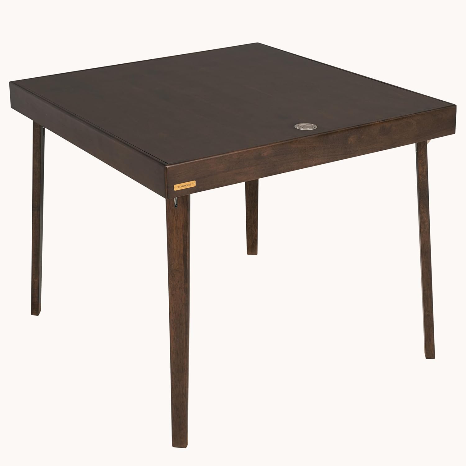 Stakmore Folding Puzzle Table, Espresso Wood, Felt Interior Fabric, Removable Top Storage, Space-Saving Design