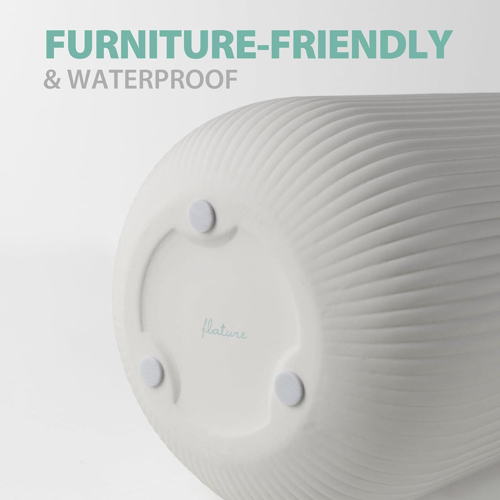 flature Ceramic Vase with Grooves - Waterproof Flower Vase in Matte White for Fresh Flowers, Dried Flowers, Pampas Grass, Large 7.9" Tall Vase as a Gift, Decoration for Living Room, Bedroom, Office.
