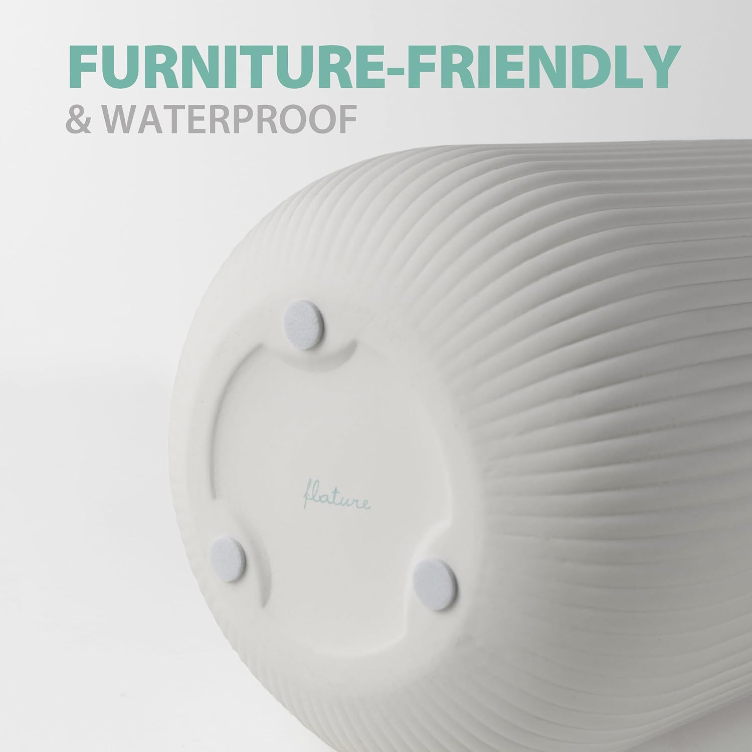 flature Ceramic Vase with Grooves - Waterproof Flower Vase in Matte White for Fresh Flowers, Dried Flowers, Pampas Grass, Large 7.9" Tall Vase as a Gift, Decoration for Living Room, Bedroom, Office.