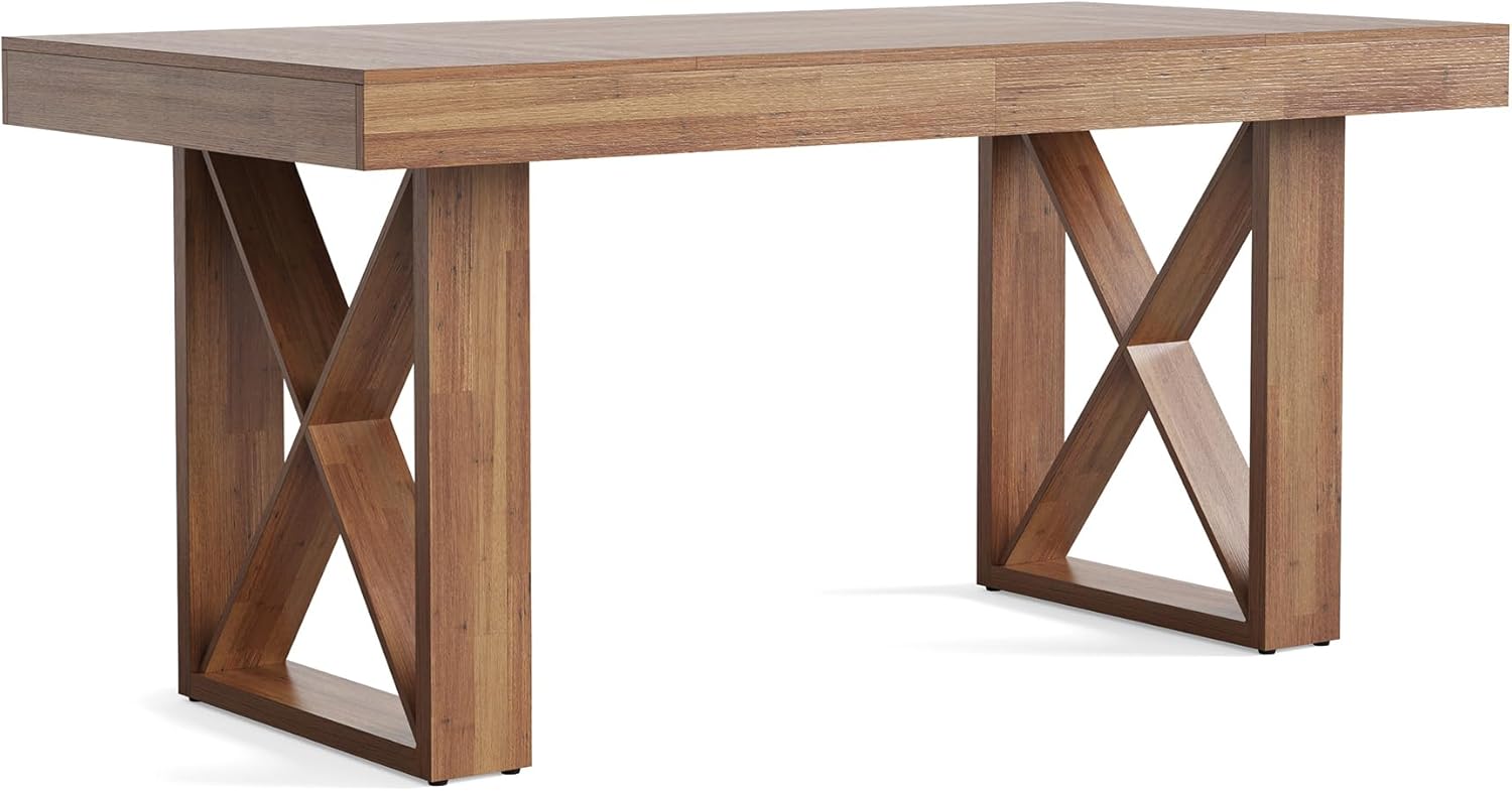 LITTLE TREE 63-Inch Computer Desk, Simple Thick Appearance, Study Gaming Writing Workstation Executive Office Desk for Home, Study Room, Office, Rustic Brown