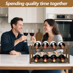 Wine Rack 8 Bottle 2-Tier Eco-Friendly Bamboo Wine Storage Easy-Assembly Space-Saving for Wine Lovers,Kitchen Wine Organizer for Countertop,Pantry, Home,Room Decor,Bar