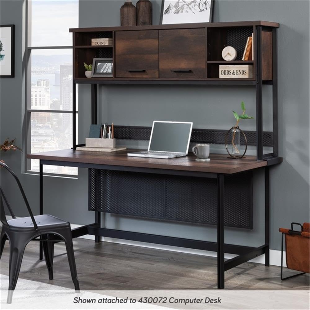 Sauder Briarbrook Engineered Wood and Metal Large Hutch in Barrel Oak