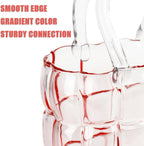 Unique Pink Purse Vase for Flowers,11'' Handmade Thicken Bubbled Glass Bag Vases with Gradient Color for Home Decors .Great Clear Purse Flower Vase for Centerpiece,Floral Arrangement,Wedding Decors.