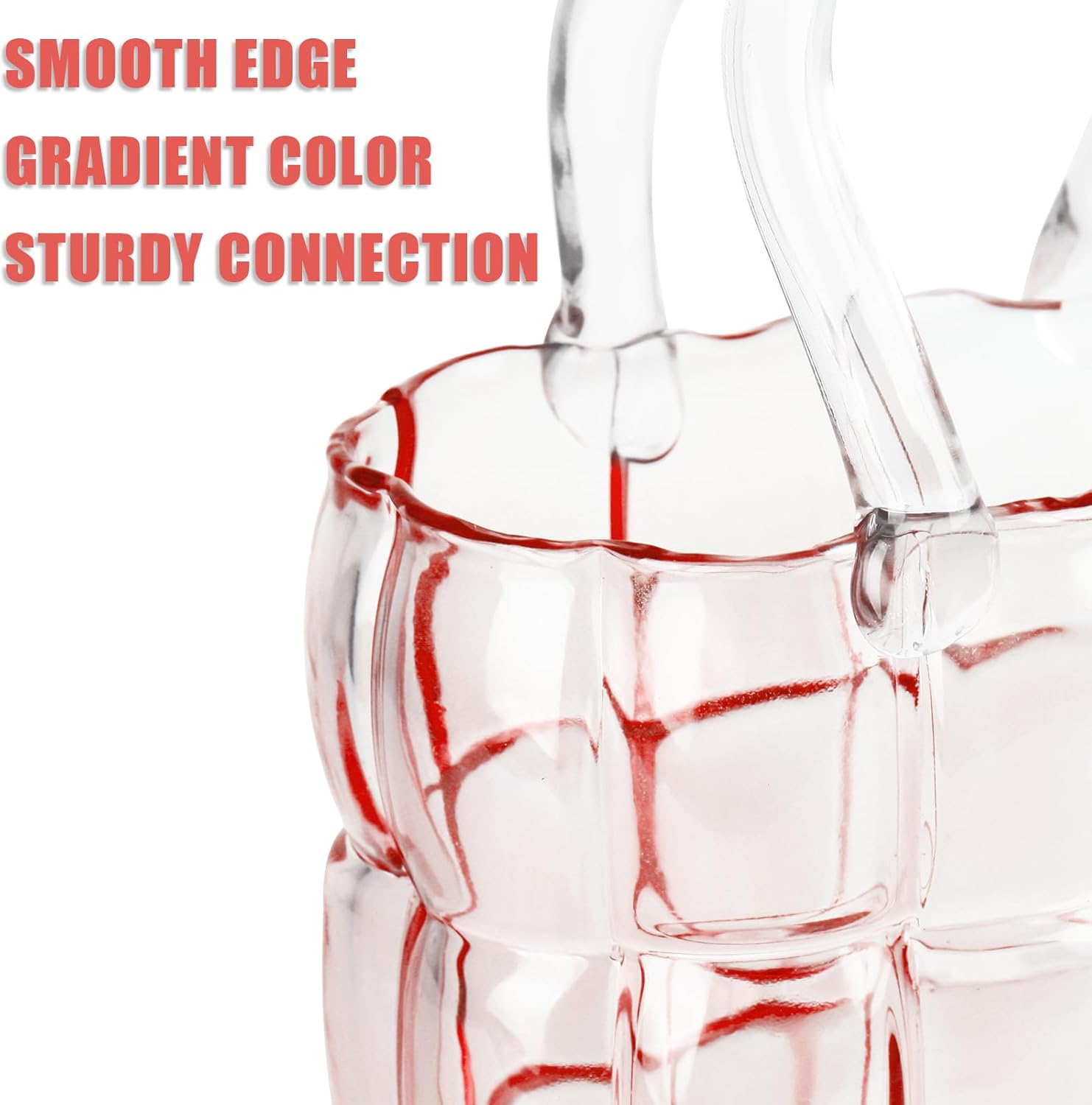 Unique Pink Purse Vase for Flowers,11'' Handmade Thicken Bubbled Glass Bag Vases with Gradient Color for Home Decors .Great Clear Purse Flower Vase for Centerpiece,Floral Arrangement,Wedding Decors.