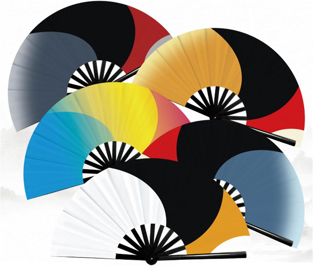 1Pc Large Folding Hand Fan Retro Cloth Fabric Chinese for Men/Women Festival, Dance, Gift Chinese