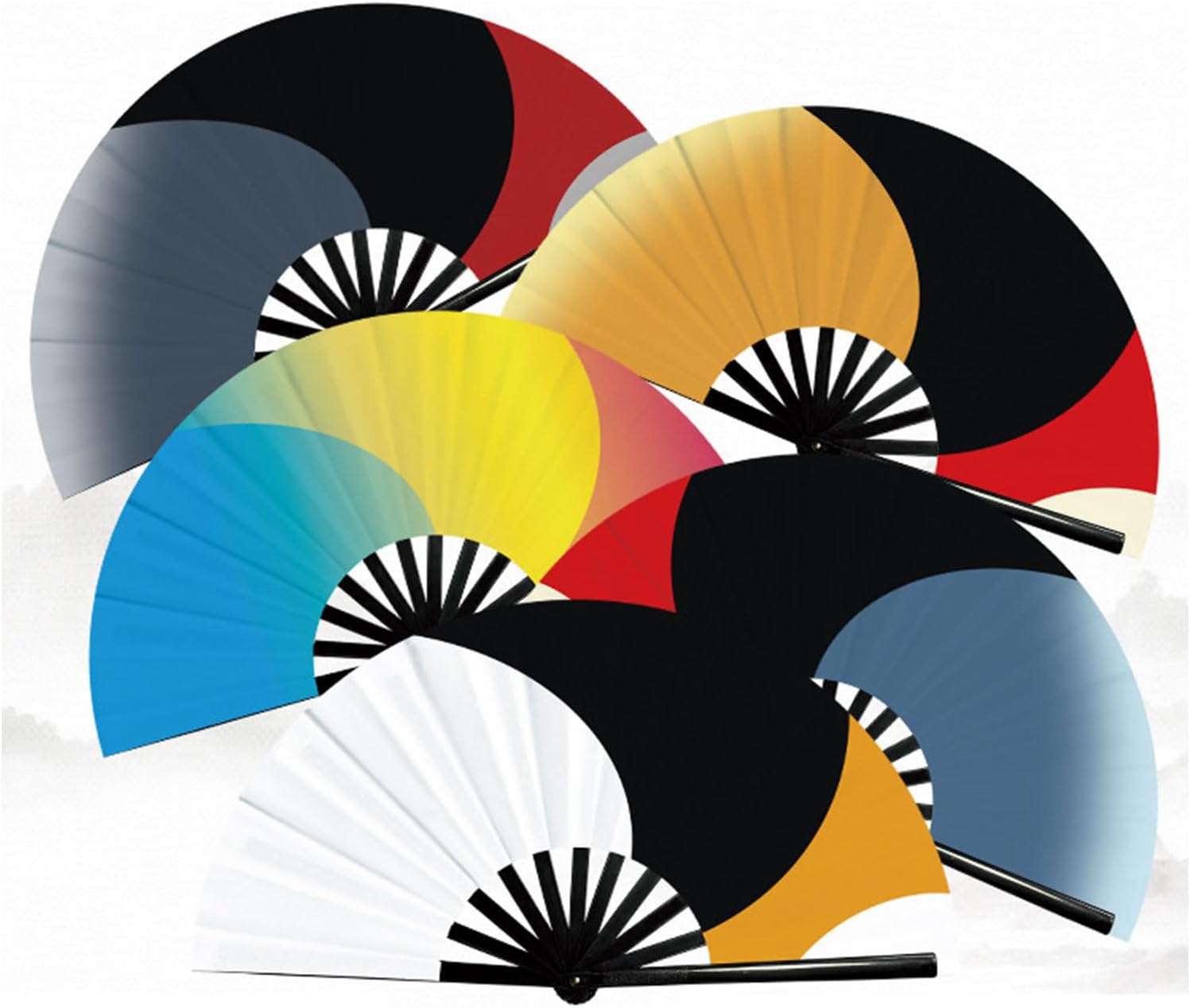 1Pc Large Folding Hand Fan Retro Cloth Fabric Chinese for Men/Women Festival, Dance, Gift Chinese