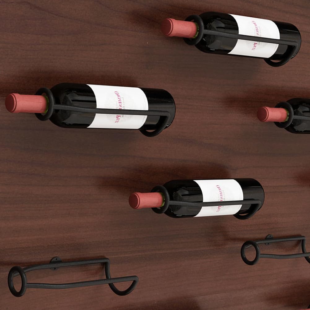 Metal Wine Wall Holder, Wall Mounted Wine Rack for Wine Bottles Display and Storage, Hanging Bottle Organizer for Living Room, Dining Room, Wine Cellar, Bar (Black, 4PCS)