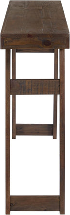 Alaterre Furniture Lawas Solid Wood Console Table - 56 Inch Modern Farmhouse Entryway Table - Easy Assembly Living Room Furniture for Behind The Couch, Entryway, or Hallway (Brown)