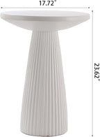 White Fluted Pedestal Side Table Modern Accent Table for Living Room Patio & Entryway Indoor Outdoor Weather Resistant End Table