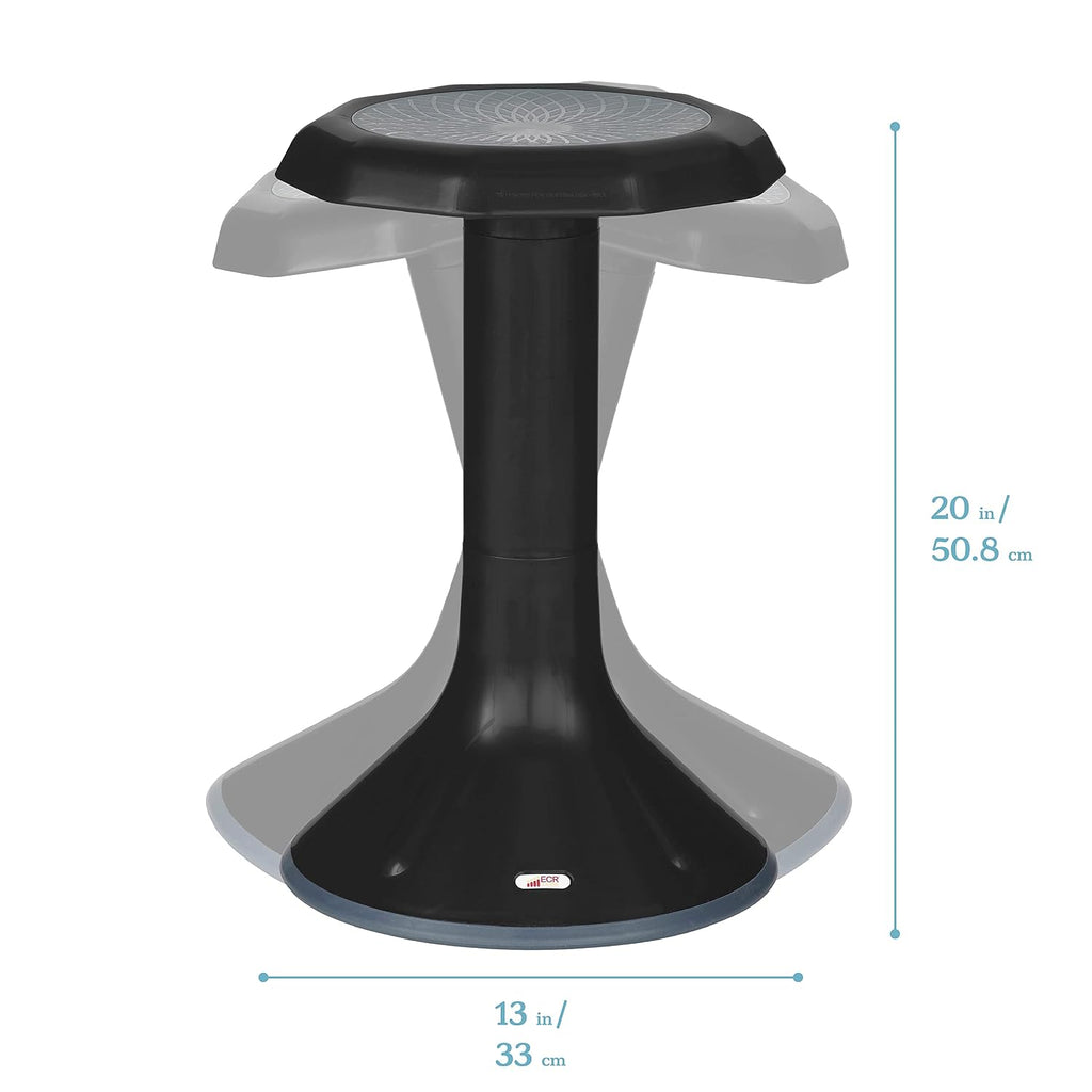 ECR4Kids ACE Active Core Engagement Wobble Stool, 20-Inch Seat Height, Flexible Seating, Black