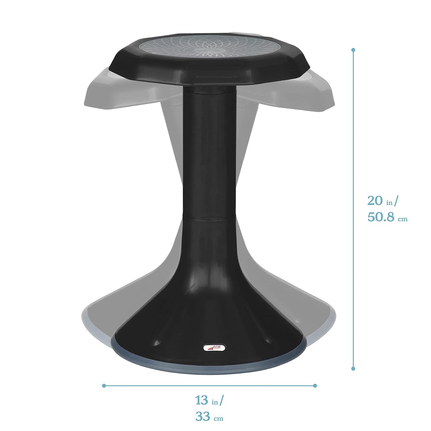 ECR4Kids ACE Active Core Engagement Wobble Stool, 20-Inch Seat Height, Flexible Seating, Black