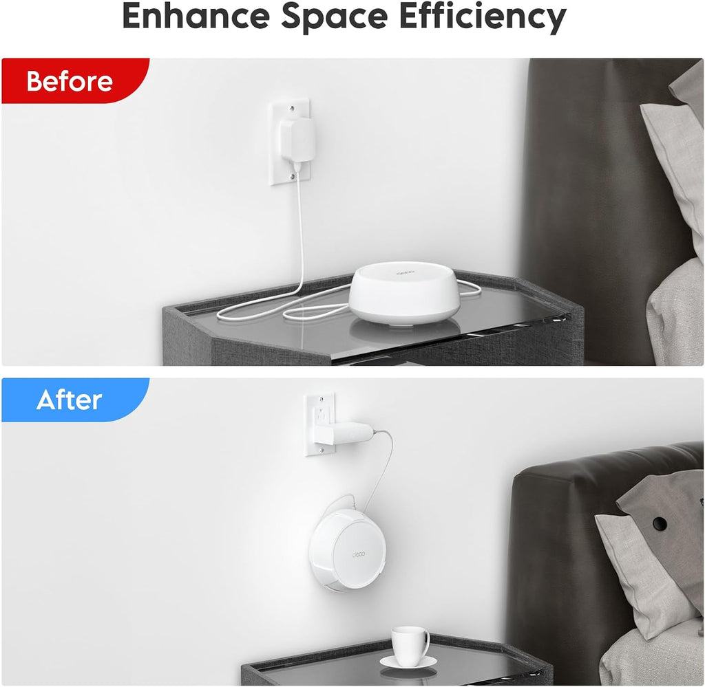 Wall Mount Holder for TP-Link Deco BE23/BE25/BE3600/BE5000 WiFi 7 Mesh Wi-Fi System – Space-Saving Bracket with Hidden Cable Management, Secure & Stylish Design for Home and Office(White, 1-Pack)
