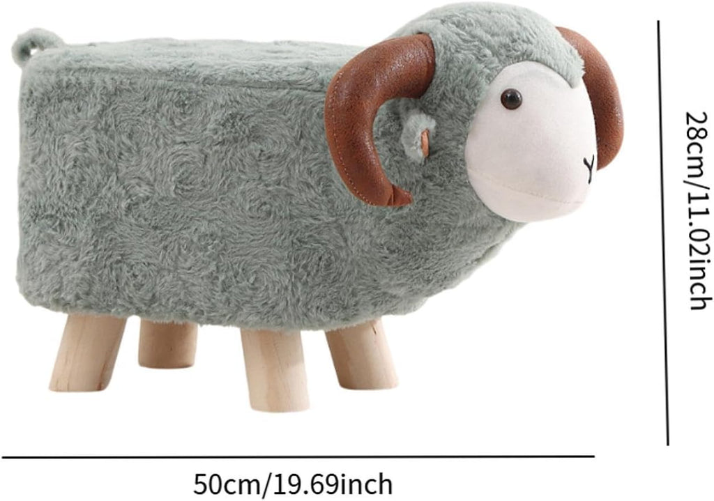 Animal Footstool Footrest Ottoman Home Decor Kids Stool for Outdoor Guest Rooms Indoor, Gray Green