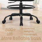 Drafting Chair, Tall Office Chair for Standing Desk, 500Lbs PU Leather Ergonomic Chair with 90 °Flip-up Armrests, Adjustable Foot Ring & Height, for Home, Drawing, or Counter Use(Black)