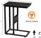 VECELO C Shaped End Table with Charging Station & Power Outlets, Quick Access Side Table for Sofa, C Bedside for Living Room Bedroom 1 Set,Black
