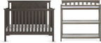 Child Craft Hampton Flat Top Crib and Changing Table Nursery Set, 2-Piece, Includes 4-in-1 Convertible Crib and Changing Table, Grows with Your Baby (Dapper Gray)