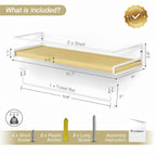 Forbena Floating Shelves for Wall with Rail, White and Natural Wood Nursery Book Shelves for Baby Girls Boys Kids Room Bedroom, Hanging Bookshelves Wall Mounted for Books, Toys, Bathroom (Set of 2)