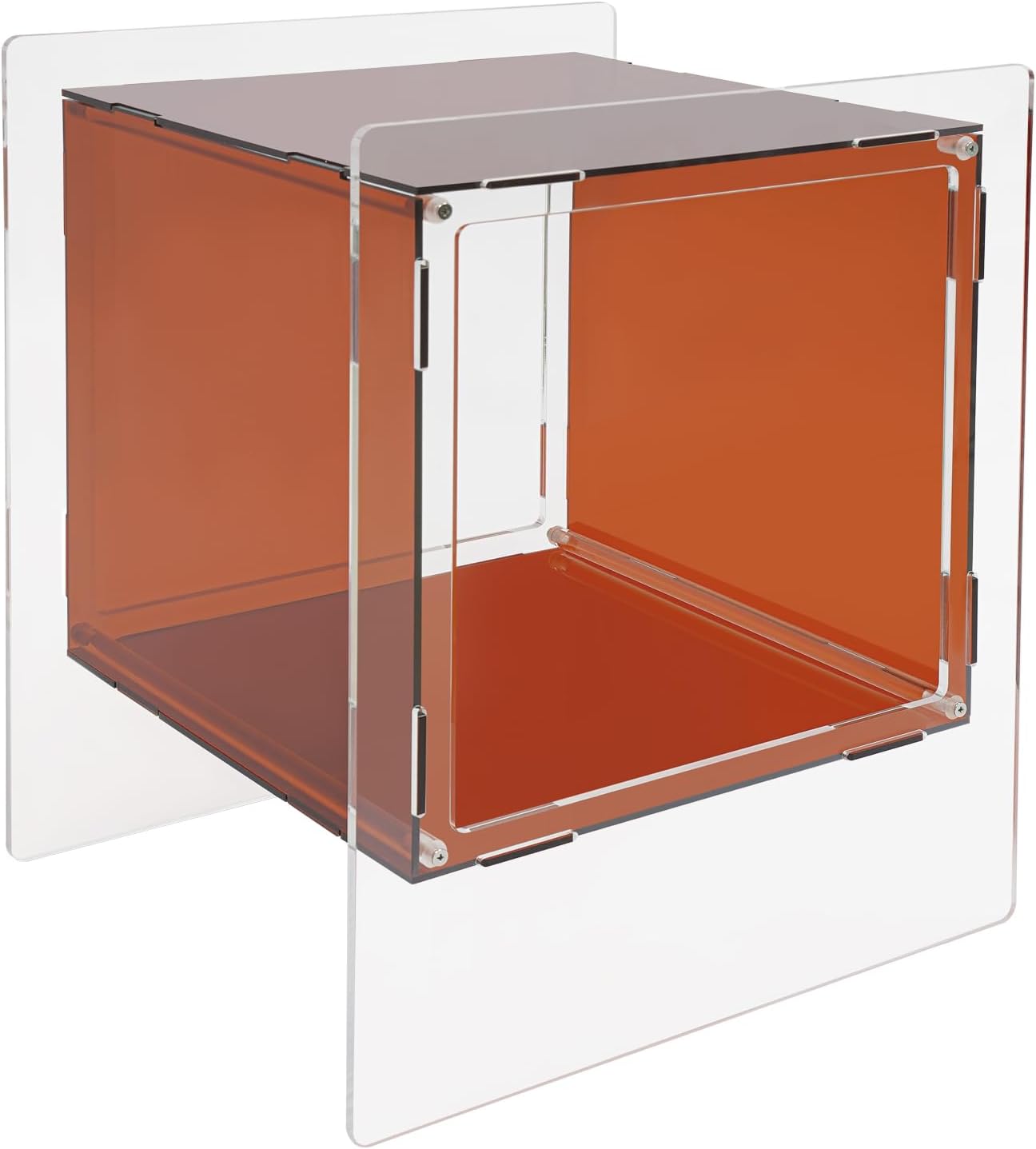 Acrylic End Table, 18.11" L X 15.75" W X 21.65" H Acrylic Night Stand, 22.05 Lbs Load-Bearing Capacity Coffee Table for Living Rooms, Bedrooms, Offices(Dark Brown)