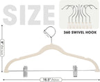 48-Pack Beige Velvet Hangers with Clips Adjustable,Adult Hangers,Heavy-Duty,Felt,Non-Slip,Space Saving,Slim Outfit Hanger for Pants, Skirts, Suits,Coats, Dresses ect.