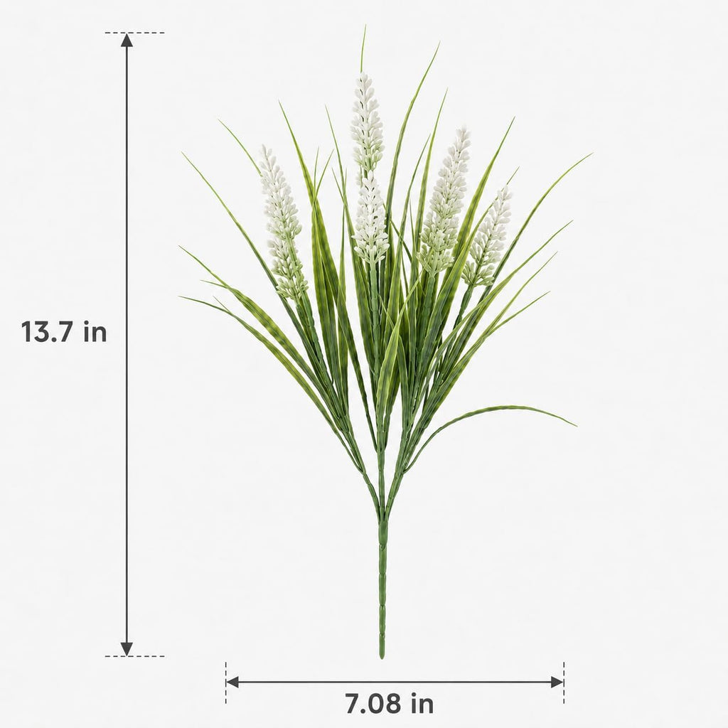 Artificial Monkey Grass with Flowers - UV Resistant Artificial Outdoor Plants, Faux Flowers for Outdoor Planters, Porch, Patio, Garden, Window Box - 12 Bundles White