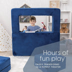 Milliard Kids Couch - Modular Kids Sofa for Toddler and Baby Playroom/Bedroom Furniture (Navy Blue) with Bonus Pillow