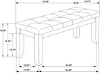 Coaster Home Furnishings - Dalila - 47-Inch Upholstered Wood Dining Bench - Tufted Leatherette Seat, Sturdy Legs - Dining Room, Kitchen - Cappuccino & Black - 102723