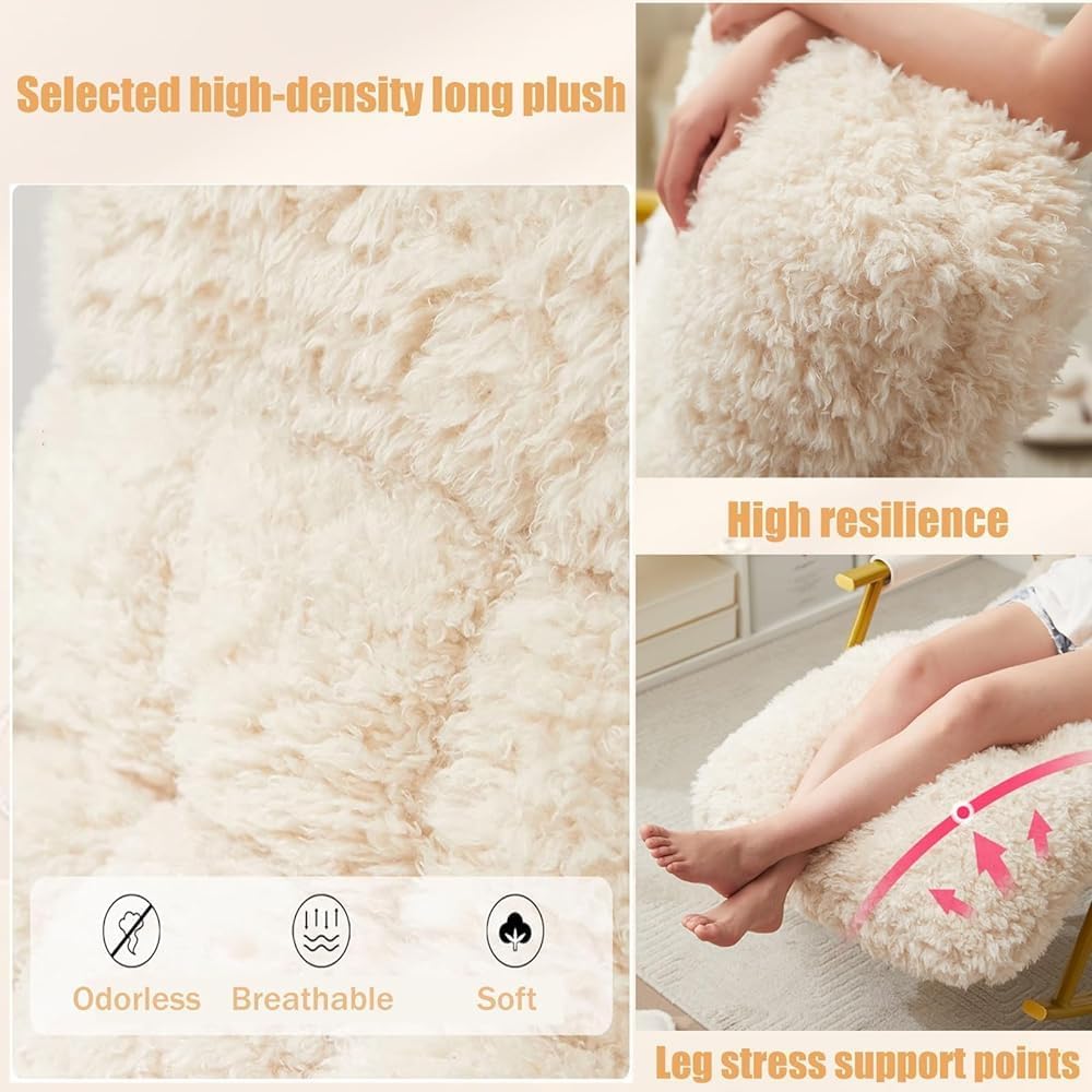 Mecedora Mecedora Mecedora Moderna para Interiores Sillón Mecedora con Bolsillos Laterales Acolchados de Peluche para (Black Legs)