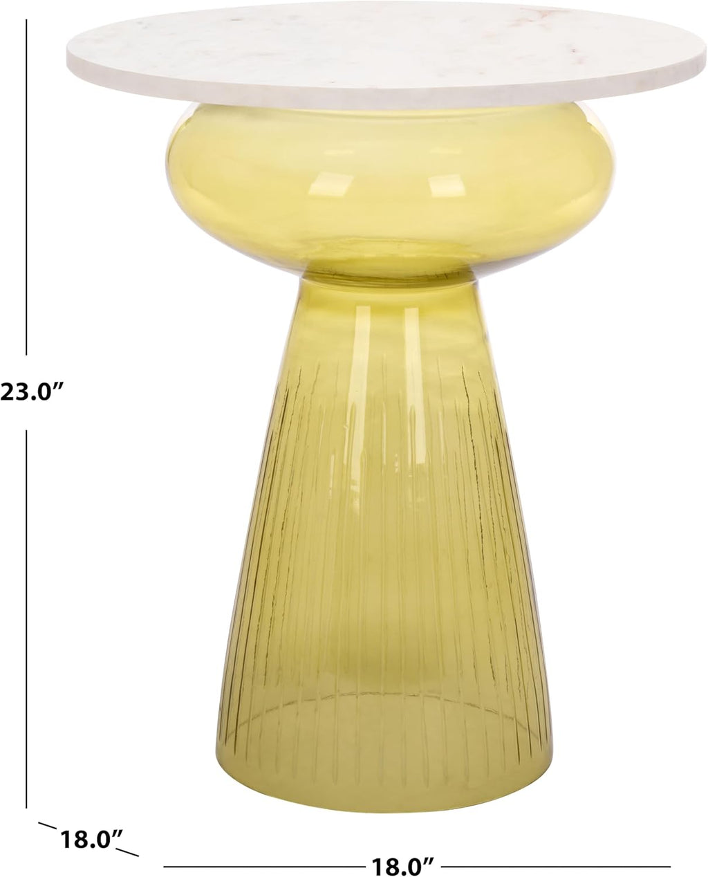 SAFAVIEH Home Collection – Bethony Yellow Glass & White Marble Top Side Table, Fully Assembled (ACC3219A)