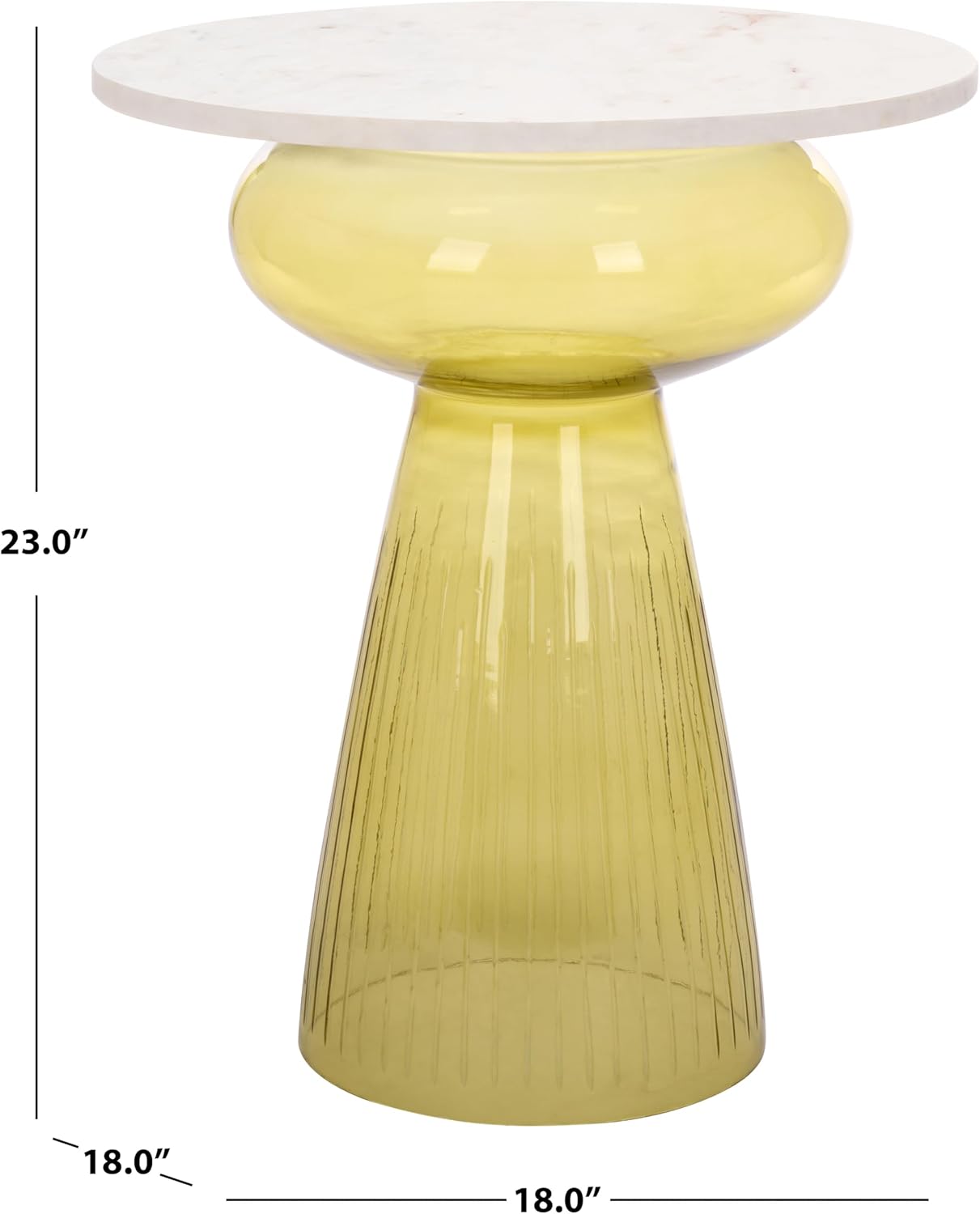 SAFAVIEH Home Collection – Bethony Yellow Glass & White Marble Top Side Table, Fully Assembled (ACC3219A)