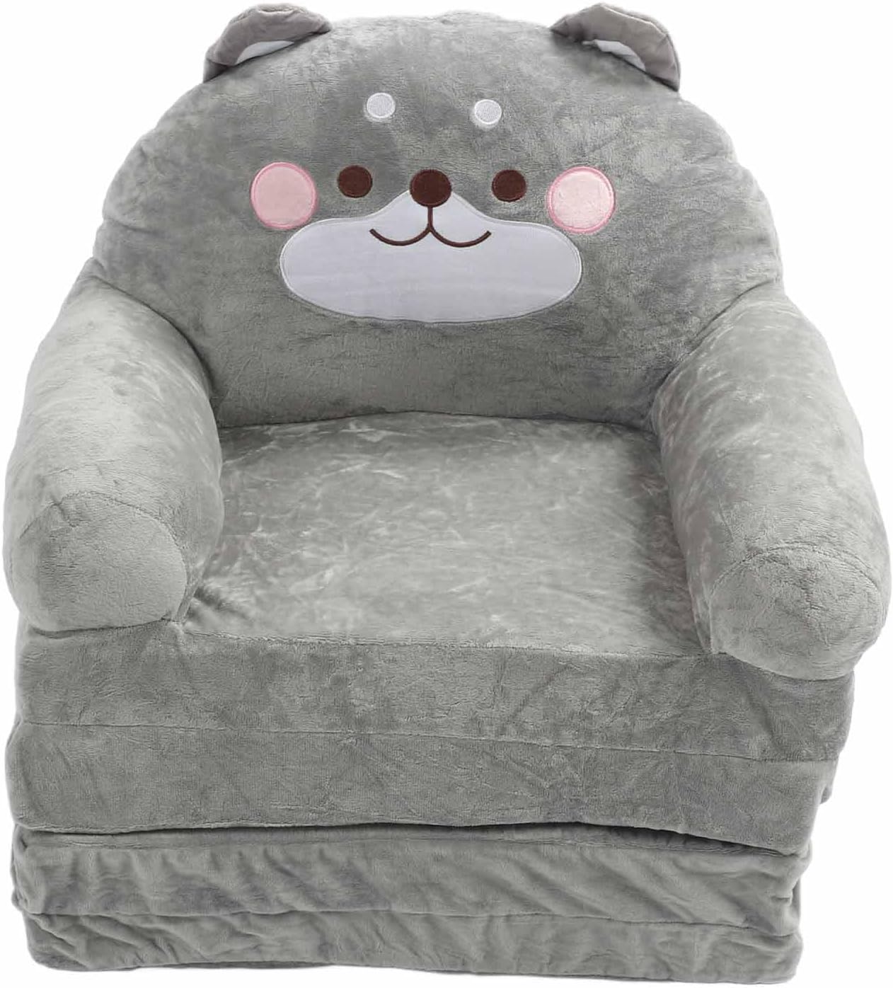 Cartoon Animal Kids Folding Sofa, Foldable Baby Sofa, Portable Toddler Folding Couch for Reading Watching TV Relaxing, Soft Fabric and Sponge Cushion, Indoor Outdoor Use (Folding in quarters)