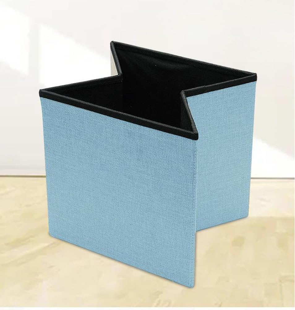 Small Storage Ottoman Foldable Cube Stool,Square Foot Rest Stool for Living Room Bedroom,Toy Box Storage Chest Collapsible Padded Seat Ottoman (Green,19x12x12inch)
