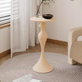 Creative-Shaped Iron Side Table, Narrow End Table with Round Desktop, Minimalist Fashion Nightstand, Multipurpose Coffee Table for Living Room(Beige)