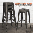 FDW 30 Inches Bar Stools Set of 4 Bar Stools Counter Height Metal Stool Patio Stool Stackable Barstools Kitchen Counter Stool Indoor/Outdoor Stool Metal Bar Stools Moden Dining Chairs