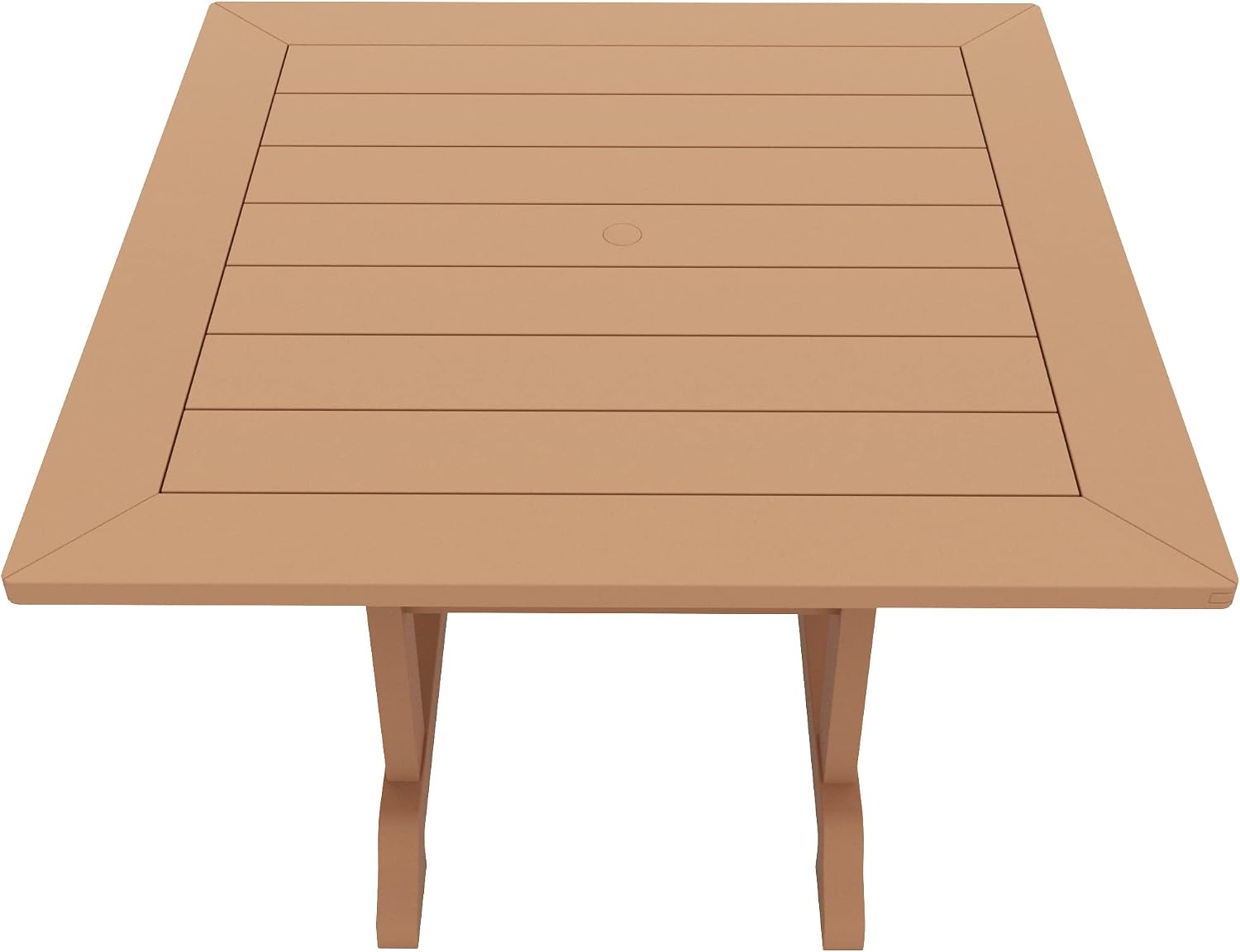 WO Outdoor Adirondack Patio Dining Chair Table 5 PCS Set Seashell Back Armchair Square Table Retro Aesthetic for Outside Restaurant Dining, Resort, Hotel, Lawn, Garden (Teak)