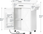 HOOBRO Kitchen Island with Power Outlet, Kitchen Storage Island with Large Worktop, Spice Rack and Drawer, Rolling Kitchen Island Cart on Wheels, for Kitchen and Dining Room, White WT88UZD01