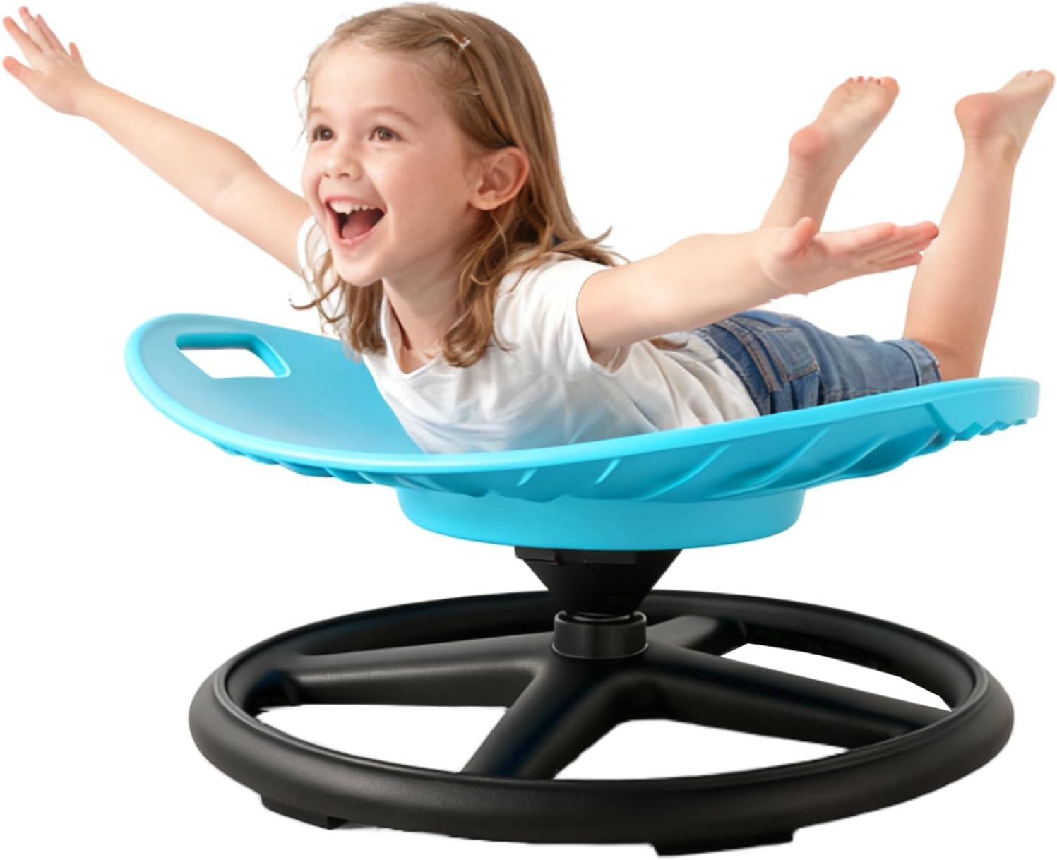 Spinning Chair for Autistic Kids, Peanut Shape Seat for Calming, ADHD & Autism Sensory Chair for Kids, Sensory Spinning Chair with Safety Handle & Non-Slip Design 3+ Years (Blue