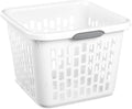 1.5 Bushel Square Plastic Laundry Basket, BPA-Free, White - 2 Comfort Grip Handles, Sturdy & Stackable, for Bedroom, Bathroom & Laundry Room