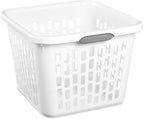 1.5 Bushel Square Plastic Laundry Basket, BPA-Free, White - 2 Comfort Grip Handles, Sturdy & Stackable, for Bedroom, Bathroom & Laundry Room
